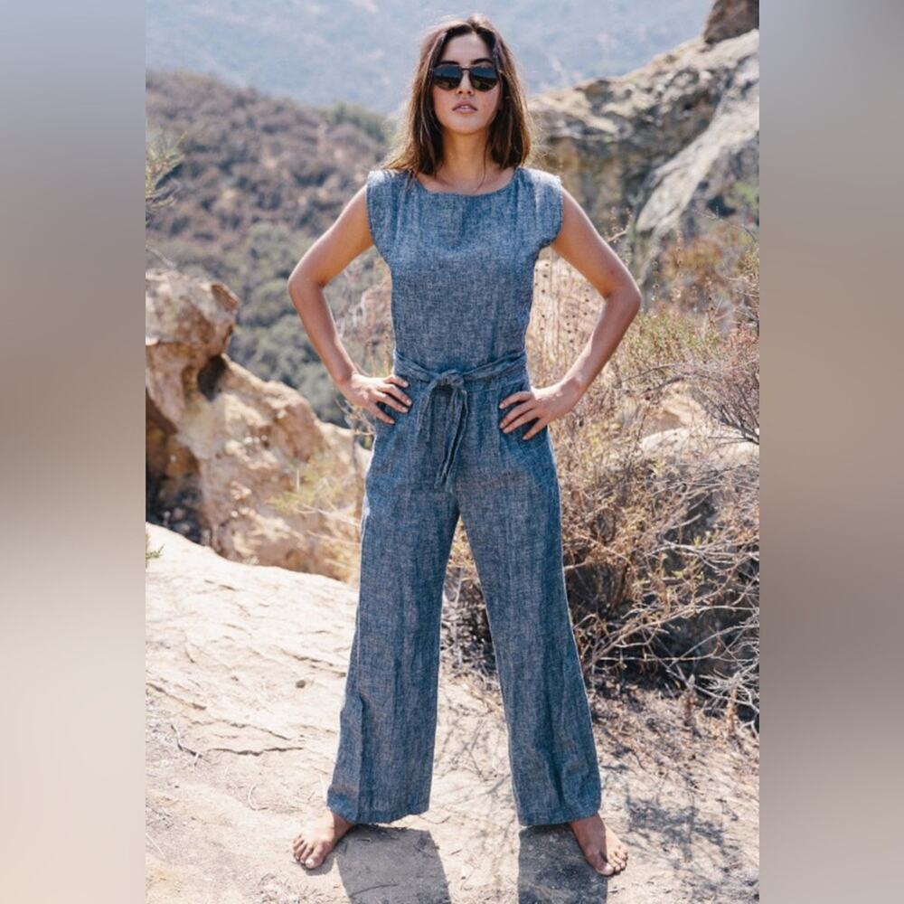 Ozma Chambray Matador Jumpsuit Women's Size S Blue Organic Cotton